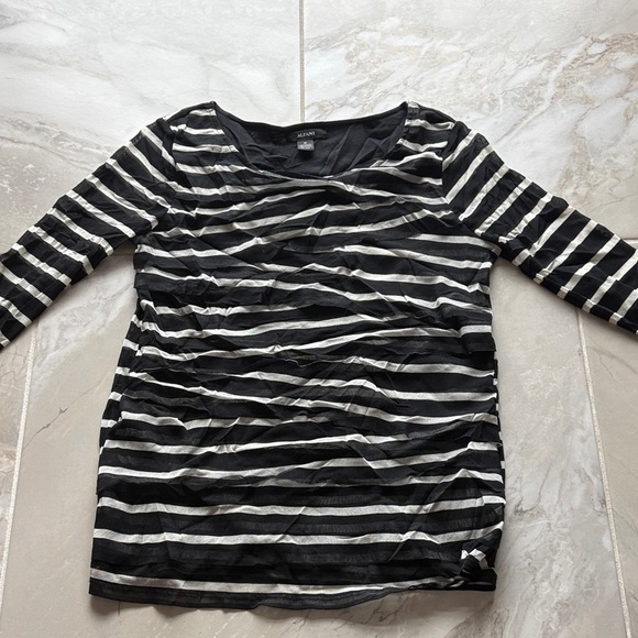 Alfani Tops - Alfani Black and White Striped Long Sleeve Top